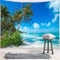 Wandteppich Strand Meer, Wandbehang Tapisserie Landschaft Wandtuch Blau Himmel Sonne Baum Wall Tapestry 150 x 130 cm