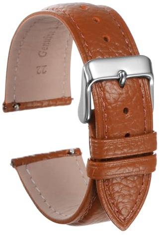 QUARKZMAN Uhrenarmband 24mm Leder mit Edelstahl Schnalle, Uhrenarmbänder Schnellverschluss Vintage Ersatzarmband für Smartwatch Universal Uhr Elegantes Damen Herren (Orange)