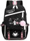Roffatide Anime Kuromi Print Casual Business Laptop Schultern Rucksack Reise Wandern Daypacks Rucksack 17 Zoll Schwarz (mit niedlichen Anhängern)