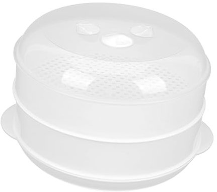 Zerodeko Olla Vaporera De Microondas Doble Capa Tapa y Ventilación para Verduras y Bollos Herramienta De Cocina Práctica y Duradera
