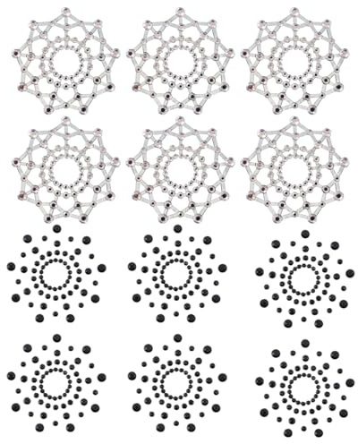 Stickers de Sein en Strass, 6 Paires Pasties de Mamelon à Paillettes Auto-adhésives, couvercles de Mamelon en ramiage en Cristal réutilisables pour Femmes