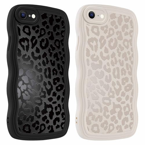 ZhuoFan 2 Stück HandyHülle für Apple iPhone 7/8/iPhone SE 2022/SE 2020 Hülle 4,7”, Aesthetic Leoparde Muster Design Ultra Dünn Silikon Case,Weich TPU Stoßfeste Kameraschutz Schutzhülle Cover, 06