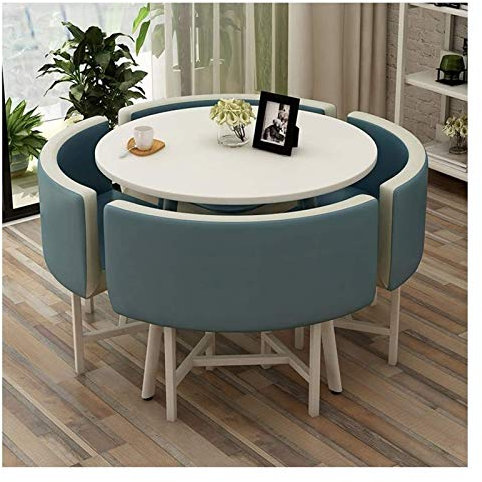 Modernes Bürotisch- und Stuhl-Set für Geschäftsessen, einfaches und stabiles rundes Tisch-Set für Balkon, Wohnzimmer, Esszimmer