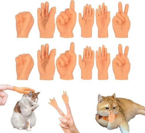 Mini Hände 16 Stück Kleine Hände Set Mini Hände Fingerpuppen Interessant Mini Fingerpuppen Dauerhaft Kleine Sachen Mini Hande für Katzen,Haustier, Kinder, Spiele Party,Halloween
