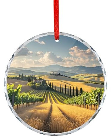 Transparenter Kristallglas-Weihnachtsschmuck, Italien-toskanischer Druck, runder Anhänger, Weihnachtsbaumschmuck, Outdoor-Dekoration, für Party, Weihnachten, Hochzeit