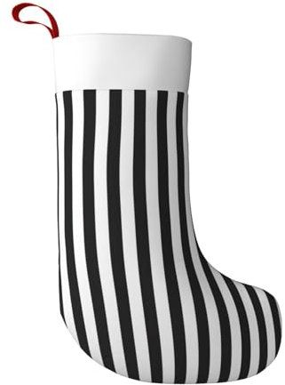 Weihnachtsstrumpf mit schwarz-weißem Streifendruck, Weihnachtsbaum-Thema, Süßigkeitenfüller, Neuheit, Weihnachtsmannstrumpf
