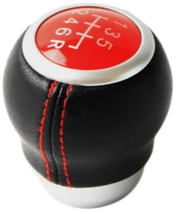 NVETJMUA Auto Schaltknauf Für SUBARU Für LEGACY Für OUTBACK Für FORESTER Für STI Für WRX 2009-2018 Leder Schaltknauf Stick Shifter Hebel Kopf Schalthebelknauf(Red 6 Speed)