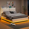 VixorLuilith Polsterbett 140x200 cm, LED-Doppelbett mit Unterbett und Lattenrost, Kopfteil mit USB-Ladefunktion und Stauraum, gepolsterte Rückenlehne, Stauraumbett, beige, ohne Matratze (140x200cm)