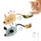 Katzenspielzeug Elektrisch Spielmaus mit Federschwanz Katzenspielzeug Maus Elektrisch mit LED Licht USB Realistische Mausgeräusche Interaktive Spielzeug Maus für Katze Hunde (Gelb+Grau)