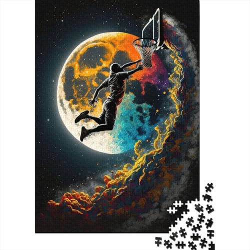 SZTVECFW Puzzle, Puzzles for Erwachsene, Holzpuzzle for Erwachsene und Jugendliche, Puzzles for Erwachsene, Geschenke, 1000 Stück (75 x 50 cm)(Basketball Sport Colorful1)