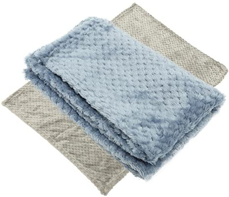 SEWOART Meerschweinchen Decke Weich Warm Aus Langlebigem Material Kleine Haustier Käfigeinlage Für Hamster Und Kaninchen 2 Stück Grau Und Dunkelblau Waschbar Und Tragbar