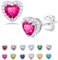 Seleneva Birthstone Stud Earrings for Women Sterling Silver Dainty Earring Crystal Zirconia Stud Earrings Birthday Christmas Valentine's Day Jewellery Gifts for Mum Sisters Girlfriend (Jul.)