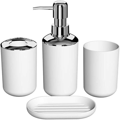 Modern 4-Piece Bathroom Accessories Set,with Soap Dispenser, Cup, Soap Dish and Toothbrush Holder
