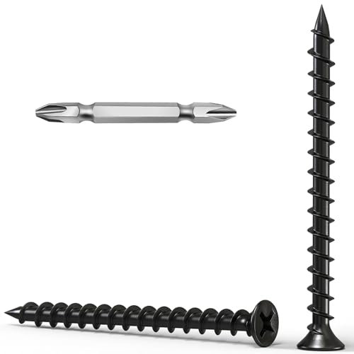 Wavanta 3.9 x 50mm Drywall Screws Coarse Thread Black Phosphate Bugle Head Phillips Drive with Bit, Black Wood Screws for Drywall Sheetrock, Wood and Furniture, Pack of 200