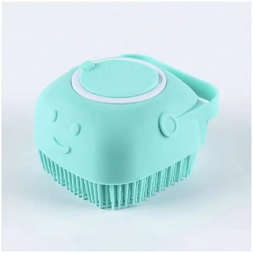 Soft Silicone Dog & Cat Bath Brush – Rubber Pet Grooming Shampoo Dispenser – Gentle Scrubber for Short Haired Dogs & Cats – Fur & Hair Cleaning Tool for Bathing, Shower & Grooming (Blue)