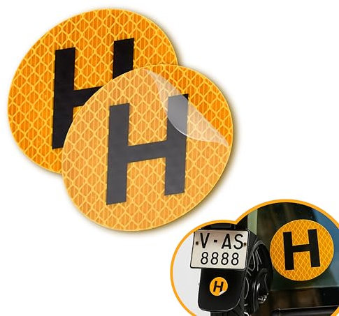 Pack x2 Señal H Para Pegar POR DENTRO del Parabrisas - Pegatina Vehiculo Historico Interior Reflectante Coche y Moto - Pegatina H Historico - Distintivo Vehiculo Historico Homologado España