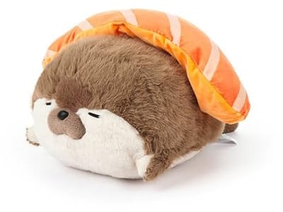 Niedliche Robbe Pillow,Garnelen Sushi Lebensmittel Plüschtiere für Kinder, Seehund Plüschtier Kissen Kawaii Robbe Tierkissen Kuscheltier Spielzeug for Kinder ,Robbe Kuscheltier Fett (40cm,Braun)