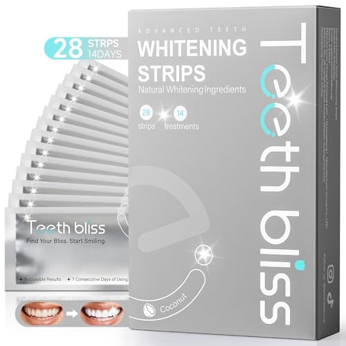 Blanqueador Dental Tiras Blanqueadoras Dientes: TeethBliss 28 Tiras Blanqueadoras, Fórmula para Reducir Sensibilidad, Elimina Manchas en Casa, Dientes Blancos para Quienes Beben Café y Fuman