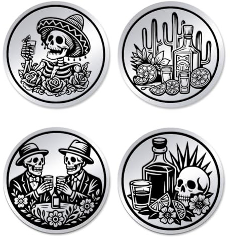 UNICRAFTALE 2 TLG Schädel Glücksmünze Edelstahl Doppelseitige Entscheidungsmünze Tequila Münze Gedenkmünze Flip Token Männer Frauen