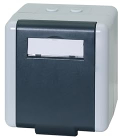 LogiLink Outdoor Aufputzdose mit Klappdeckel für 2x RJ45 CAT. 6A Keystone Module, IP44 Schutz