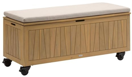 HESPERIDE - Coffre de rangement 210l avec assise lodgia beige acacia