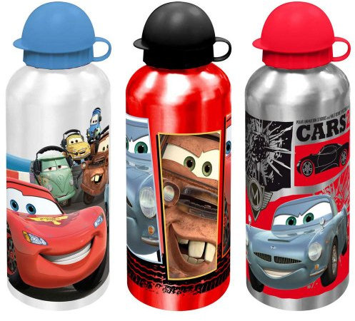 Cars - Gourde en alu, modèle coul eur alu avec bouchon rouge