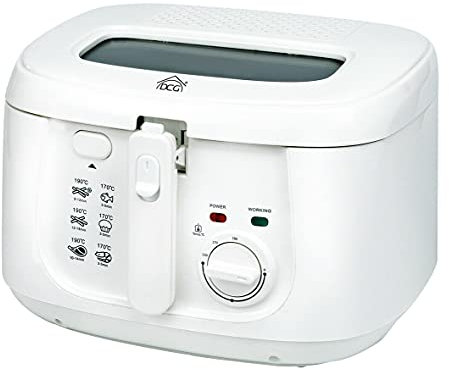 WeGeek, Friggitrice da 1800W con cestello ell'olio da 2.5L. Termostato regolabile, coperchio removibile e interno anti-aderente.