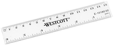 Westcott E-10180 00 Righello in plastica, 15 cm / 6 pollici, scala cm e pollici, trasparente