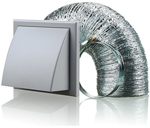 Cooker Hood Wall Ventilation Duct Cowled Grille Shutter Vent Kit Bathroom Fan or Kitchen Hob Extractor (6 Grey)
