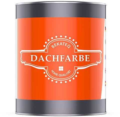 BEKATEQ Dachbeschichtung in Rotbraun 1L Sockelfarbe, Dachfarbe für Dachziegel, Beton, Holz, Eternit, Bitumen - UV & wetterfest, schnelltrocknend, elastisch, hydrophobe Isolierschicht BE-510