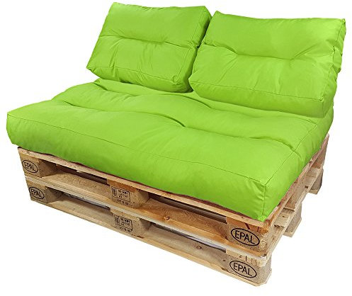 DILUMA Palettenkissen Lounge Grün 2X Rückenkissen 60x40 cm - Wasserabweisende Palettenauflage für Europaletten Formstabil mit Wave-Steppung