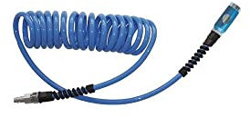 ewo Druckluft-Spiralschlauch Polyurethan, DN 7,4 Kupplung und Stecker, Schlauch-ø: 10 x 6,5 mm, Arbeitslänge: 7,5 m, Außen-ø: 60 mm, Arbeitsdruck: 16,8 bar