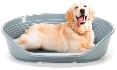 Ferplast Hundebett Kunststoff-Hundebett Extra Large Hundeliege waschbar Hundekorb atmungsaktiv rutschfest Siesta Deluxe, 100 x 65 x h 33,5 cm, Dunkelgrau