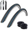 2 x Schwalbe Lugano 28 Rennradreifen Reifen Schwarz - Blauer Streifen 700 x 25C (25-622) + 2 Schwalbe Schläuche SV15 inkl. 3 Reifenheber
