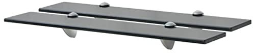 vidaXL 2X Regal Schwebend Wandregal Glasregal Glasboden Glasablage Badablage Wandablage Badregal Ablage Regale Bad Glas 60x20cm 8mm Schwarz