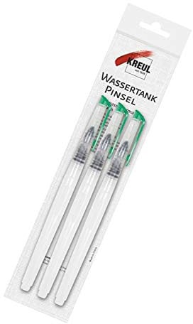KREUL 18155 - Pinceau réservoir d'eau, set de 3, en 3 tailles différentes (S, M, L), garniture en poils synthétiques blancs, pour peindre en déplacement
