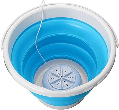 Portable Mini Turbo Washing Machine with Foldable Tub Compact Ultrasonic Turbine Washer USB Powered Travel Laundry Washer Camping Apartments Dorms RV Business (24W) (Blue)