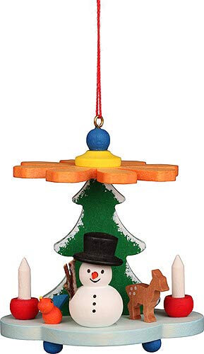 Christbaumschmuck Pyramide mit Schneemann - 7,5 cm