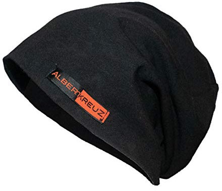 ALBERT KREUZ Mütze Beanie Damen Herren Bio-Baumwolle Schwarz