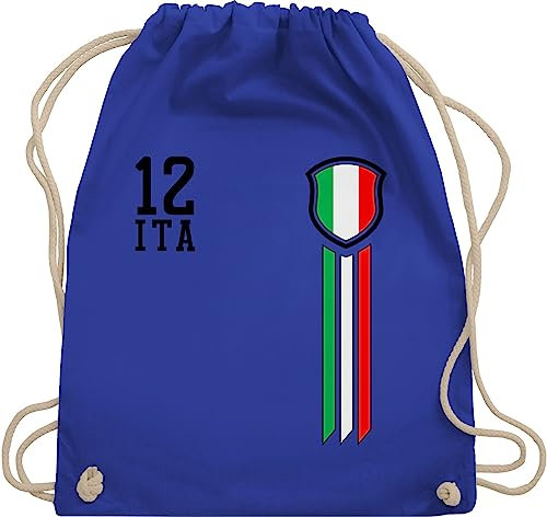 Shirtracer Turnbeutel Rucksack - Fußball EM WM - Taschen - 12 Mann Italien - Unisize - Royalblau - fußball-em fanartikel europameisterschaft 2024 italy bags tasche fussball italia stoffbeutel fu ball