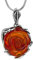 Collier Avec Pendentif Ambre Rose En Argent Sterling 925 Longueur Réglable