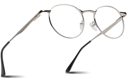 2SeeLife Round Metal Wire Rimmed Reading Glasses for Men & Women – Medium–Wide Fit, Durable, Spring Hinges, Premium Readers, Silver, +2.75