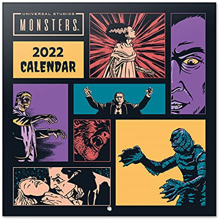 Grupo Erik Universal Monsters Kalender 2022 Wandkalender 2022 Groß für 16 Monate, CP22090, Grau Schwarz