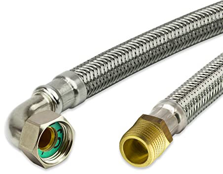 Flexschlauch Edelstahl Panzerschlauch ITALY Anschlußschlauch Sanitär Hauswasserwerk (DN13, 1/2 Bogen x 1/2 AG - 80 cm)