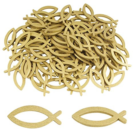 100 Stück Holz Fisch Deko Tischdeko Taufdeko Verzierung für Taufe Kommunion Konfirmation Firmung Decoration