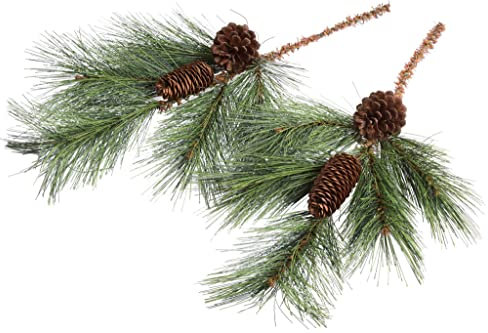 Botanic-Haus künstlicher Kiefernzweig/Weihnachtszweig mit 2 Zapfen (2 Stück)