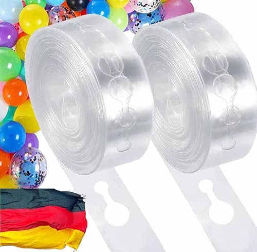 10m Ballonband mit 100 Doppellöcher für Ballongirlande und Ballonbogen | Lochband für Ballondeko zum Geburtstag, Party und Hochzeit | Luftballons Ballon Girlande Ballonkette Partydeko