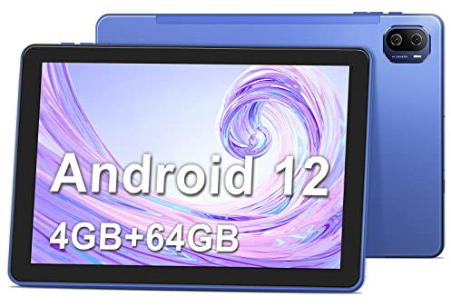 Haehne Tablet 10 inch, Android 12 Tablets PC, 1.6GHz Quad-Core Processor, 4GB RAM 64GB Storage, GMS Certified, 1280 * 800 HD IPS, 4500mAh, Dual Camera 2MP+5MP, Support WiFi, Bluetooth, GPS,Blue