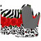 Mxocom Silikon-Ofenhandschuhe und Topflappen, Leoparden- und Rosen-Set, Zebra-Tier-Hintergrund mit Blumen, Grillhandschuhen für Küche, Kochen, Backen, Grillen