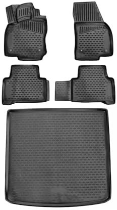 Fußmatten & Kofferraumwanne Set für VW Touran 2015-2025 Gummi TPE Schwarz 5X